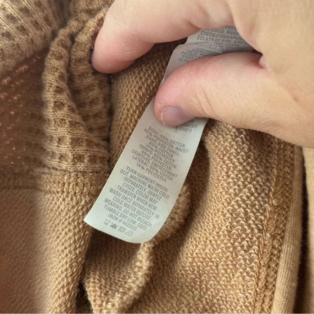 Aerie Waffle Knit Cotton Lounge Shorts Light Caramel Brown Extra Large XL - Picture 7 of 8